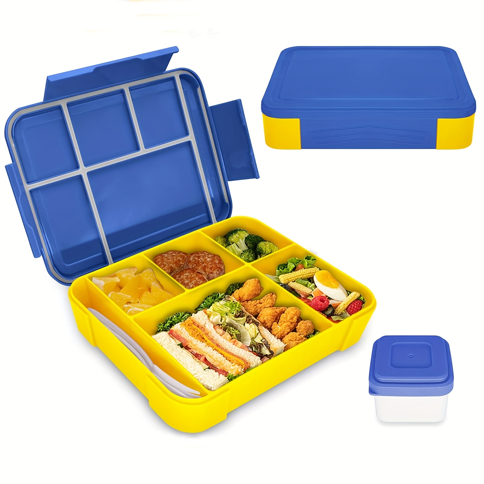 3 Compartments Bento Box For Adults/kids, Leakproof Bento Box Adult Lunch  Box Reusable With Spoon & Fork, Food-safe Bento Lunch Box Meal Prep  Containe