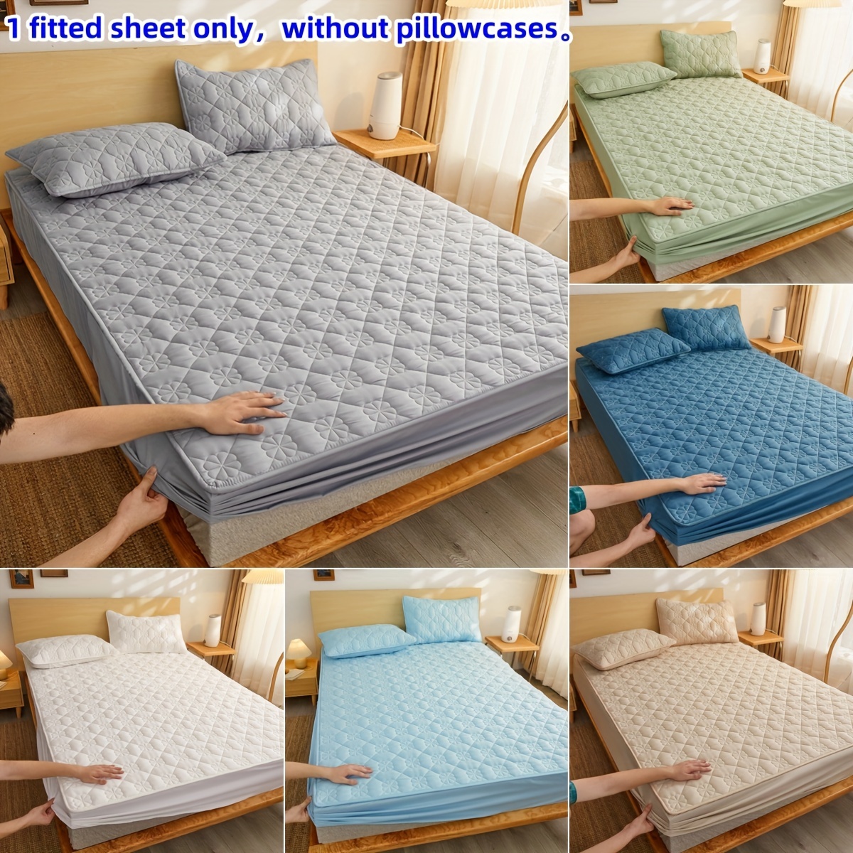 Solid Color Fitted Sheet Anti dust Non slip Mattress - Temu