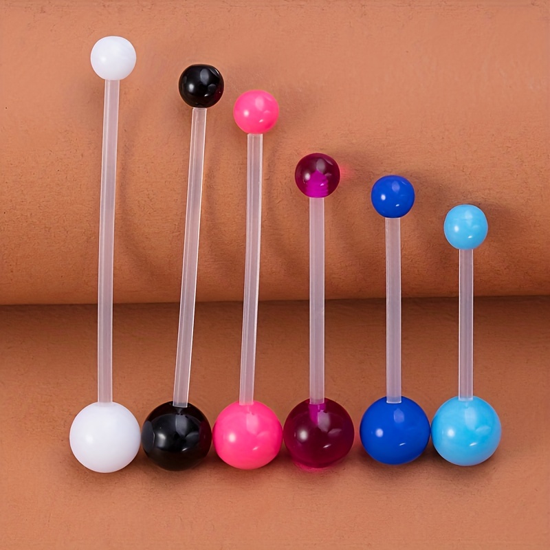 6pcs Acrylic Long Bar Belly Button Rings for Pregnant Women