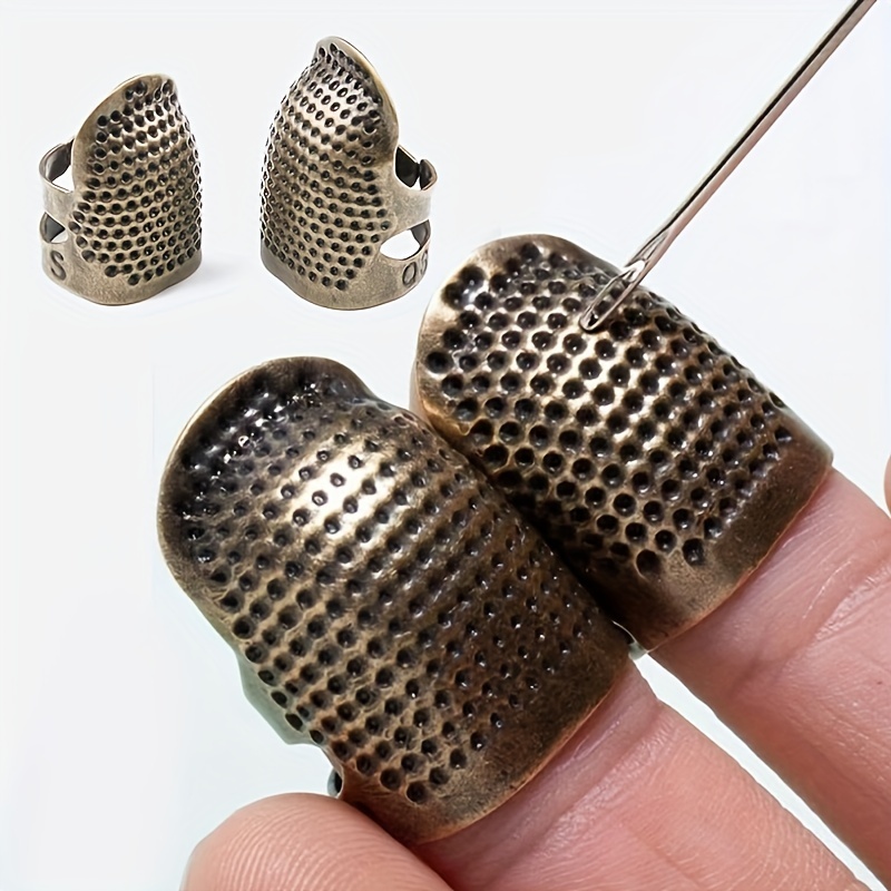 4 Pack Sewing Thimble Finger Protector, Adjustable Finger Metal Shield  Protector Pin Needles Sewing Quilting Craft Accessories DIY Sewing Tools