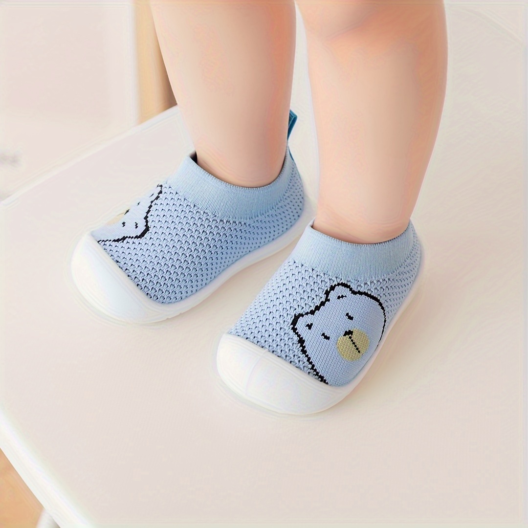 Adorable Bear Design Slip-On Sneakers for Babies & Toddlers - Lightweight, Breathable Mesh Fabric with Rubber Sole, Soft & Comfortable Low-Top Shoes for Boys & Girls, Baby Walking Shoes | Breathable Toddler Socks | Rubber Sole Shoes, Toddler Shoes
