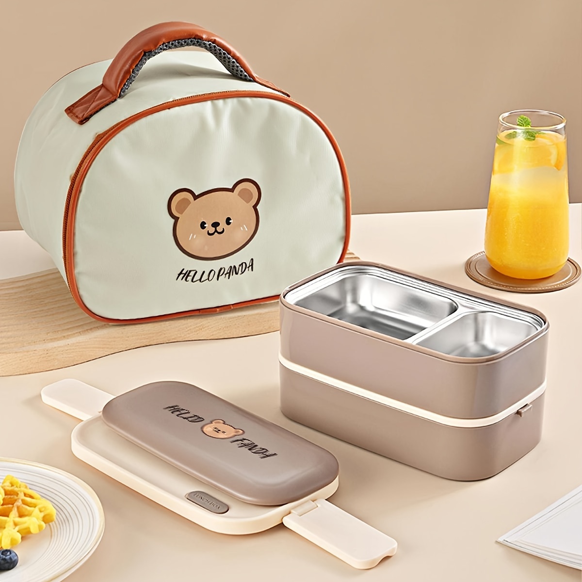 Bento Box Lunch Box, Large Food Container With Cutlery Insulation Bag - Temu