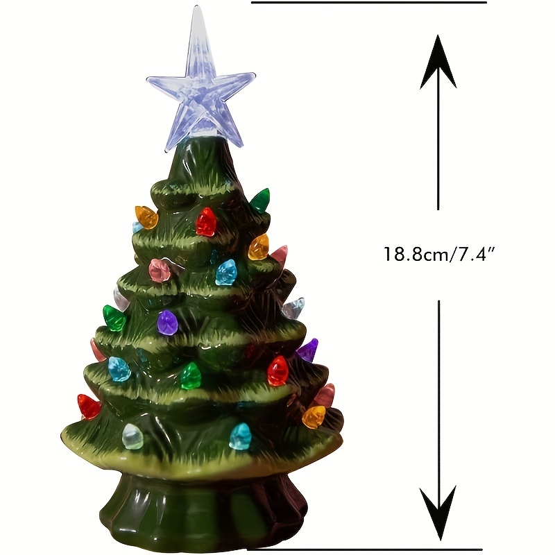 1pc 7 4inch lighted ceramic christmas tree christmas tabletop decorations christmas light up tree for christmas decoration best christmas decorations details 3