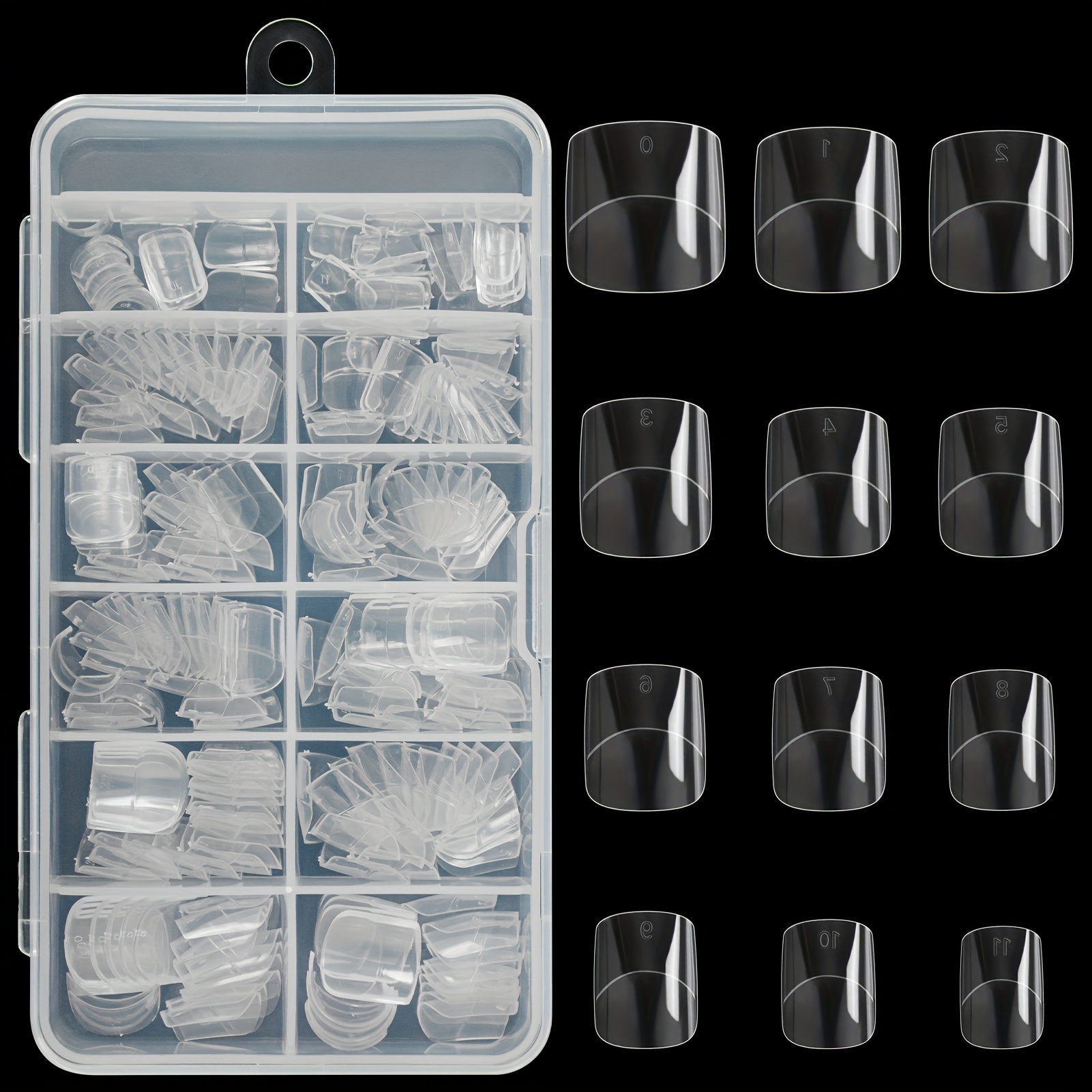 

240pc Nail Tips Set Short Square Press On Nails Soft Gel Tips Half Cover Fake Nails Clear Acrylic False Nails For Home Diy Nail Salon