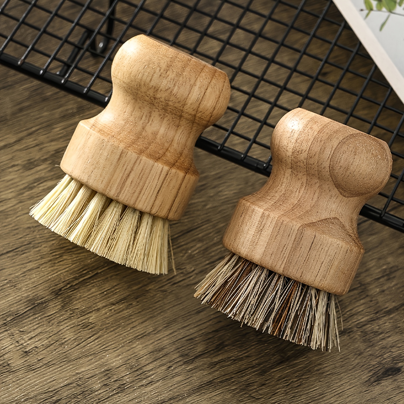 Set of 3 Dish Scrub Brushes Bamboo Handle Wooden Cleaning Scrubbers Brushes  Stiff Bristles for Washing Kitchen Cast Iron Pan Pot Dish Vegetables Sink
