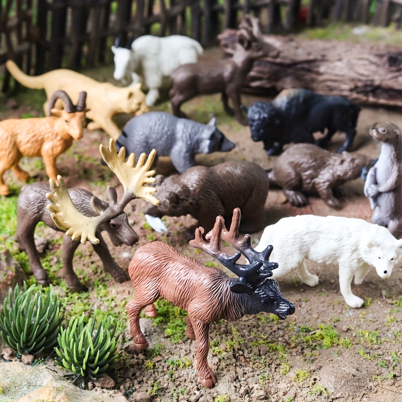 

Cute Mini Wildlife And Marine Animals Set - Elk, Brown Bear, White Wolf And Other Animals And Marine Models - Perfect Educational Kids Toy Gifts! Great For Parties And School Projects To Delight Kids!