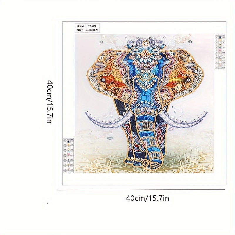 1pc 5D Diamond Painting Kit - Elephant Shaped Diamond - Frameless - 15.7x15.7 Inches - Adult DIY Art Project - Relaxation And Stress Relief - Perfect Gift For Any Occasion