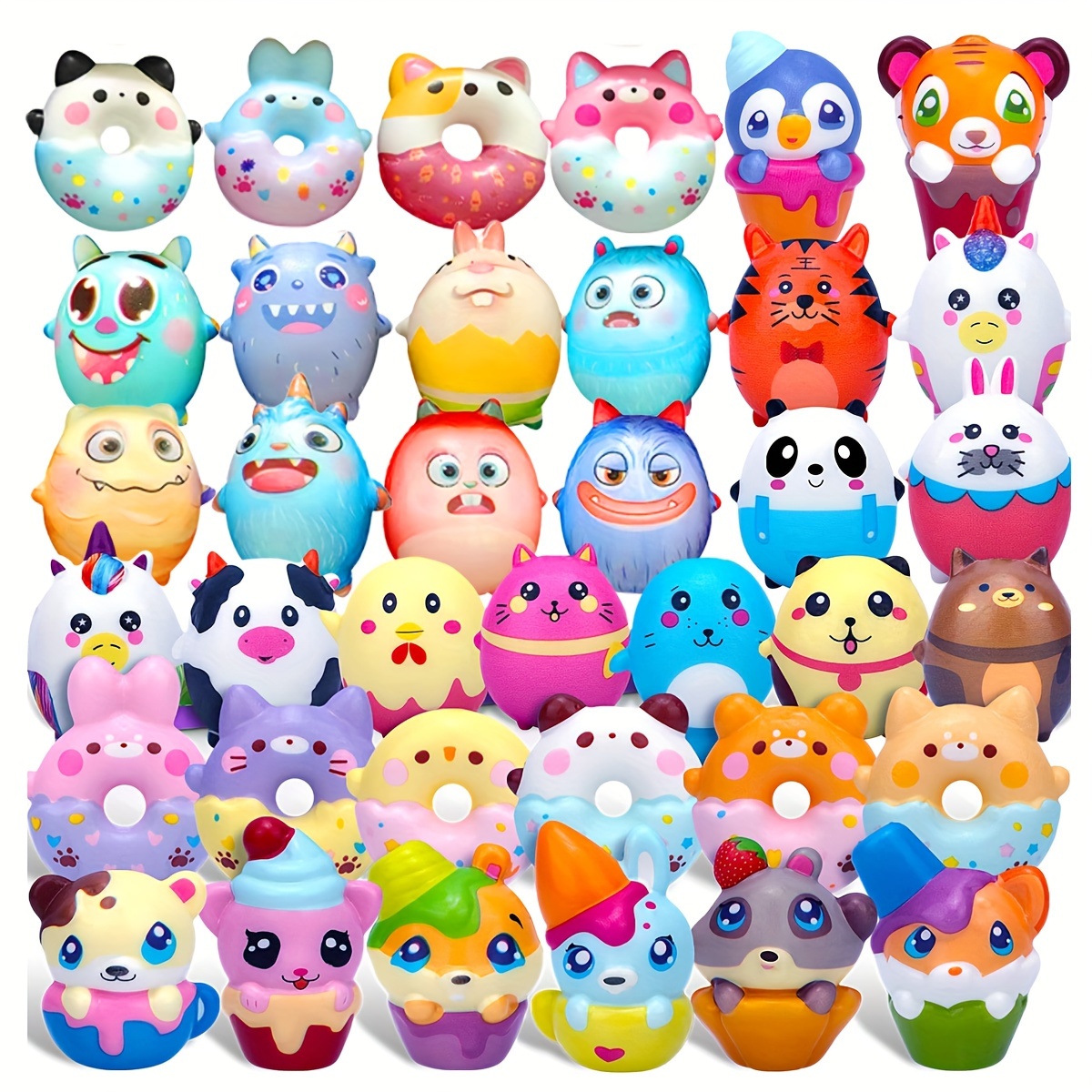 Jouets, 36 Pcs Mignon Kawaii Squishies Animaux Soulagement Du Stress Jouets  Pour Enfants Adultes Doux Squeeze Soulagement Anxiété Jouets Chat Panda  Phoque Ours Polaire Renard Lapin Griffe De Chat Oeuf De Pâques