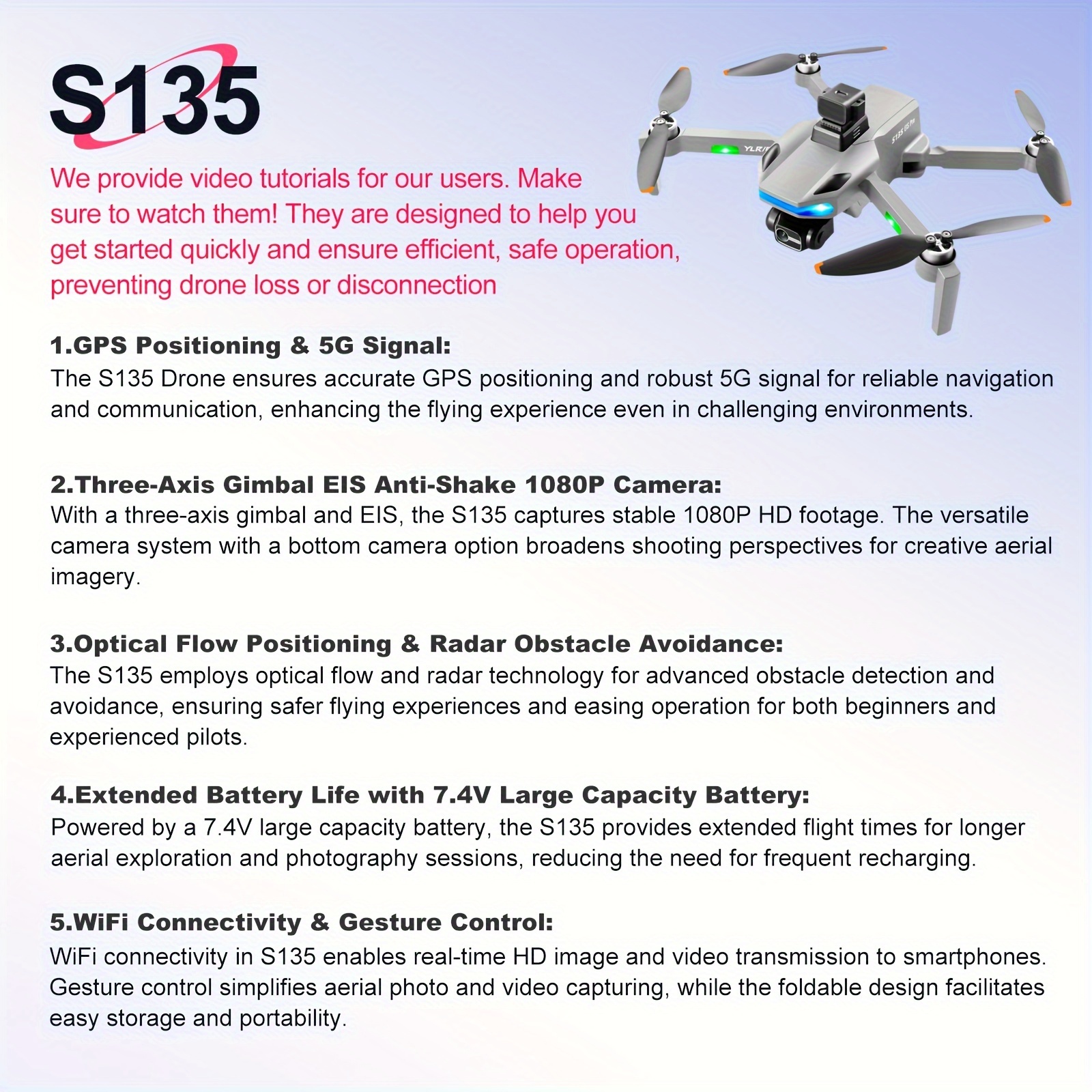 new s135 professional rc drone precise gps positioning powerful brushless motor with 1080p electric gimbal camera on three axis lcd display real time 5g signal transmission perfect toy gift teenager stuff uav quadcopter details 0