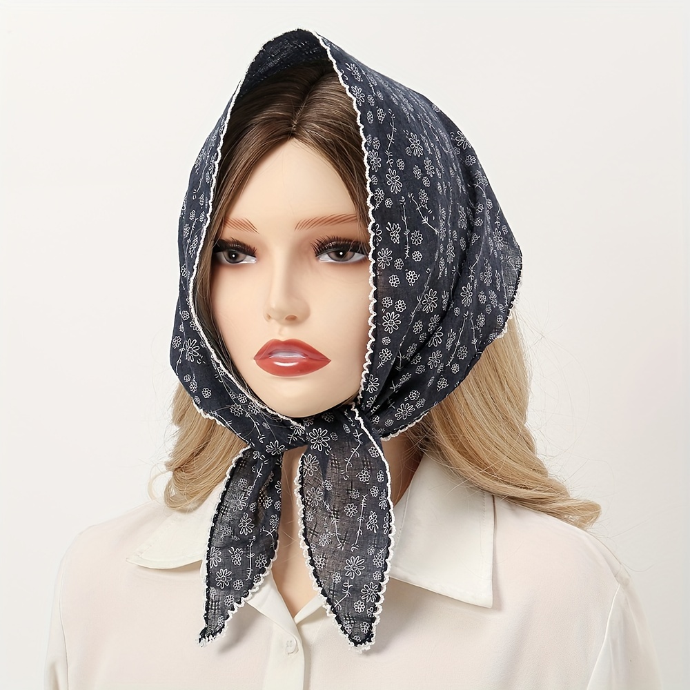 Floral Triangle Scarf Lace Head Wrap Bandana Boho Solid