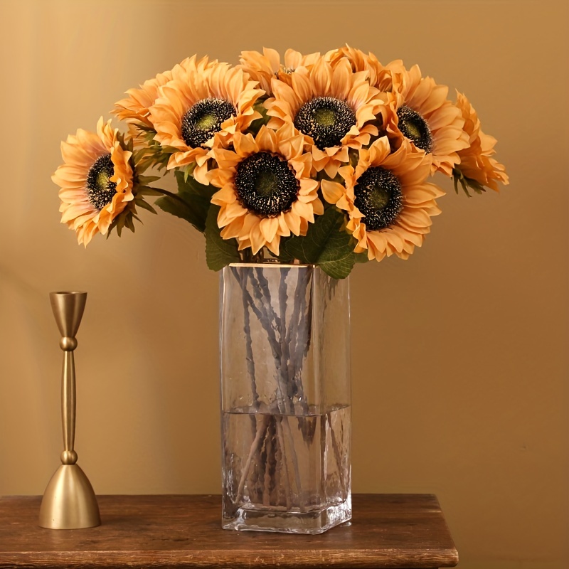 1/3 Flores Artificiales Girasoles, Girasol Artificial Tallo Largo, Girasoles  Seda Gigantes Tallo, Arreglo Floral Girasol Falso Decoración Hogar, Boda,  Decoración Habitación Granja Otoño, Decoración Hogar, Decoración Navidad  Halloween