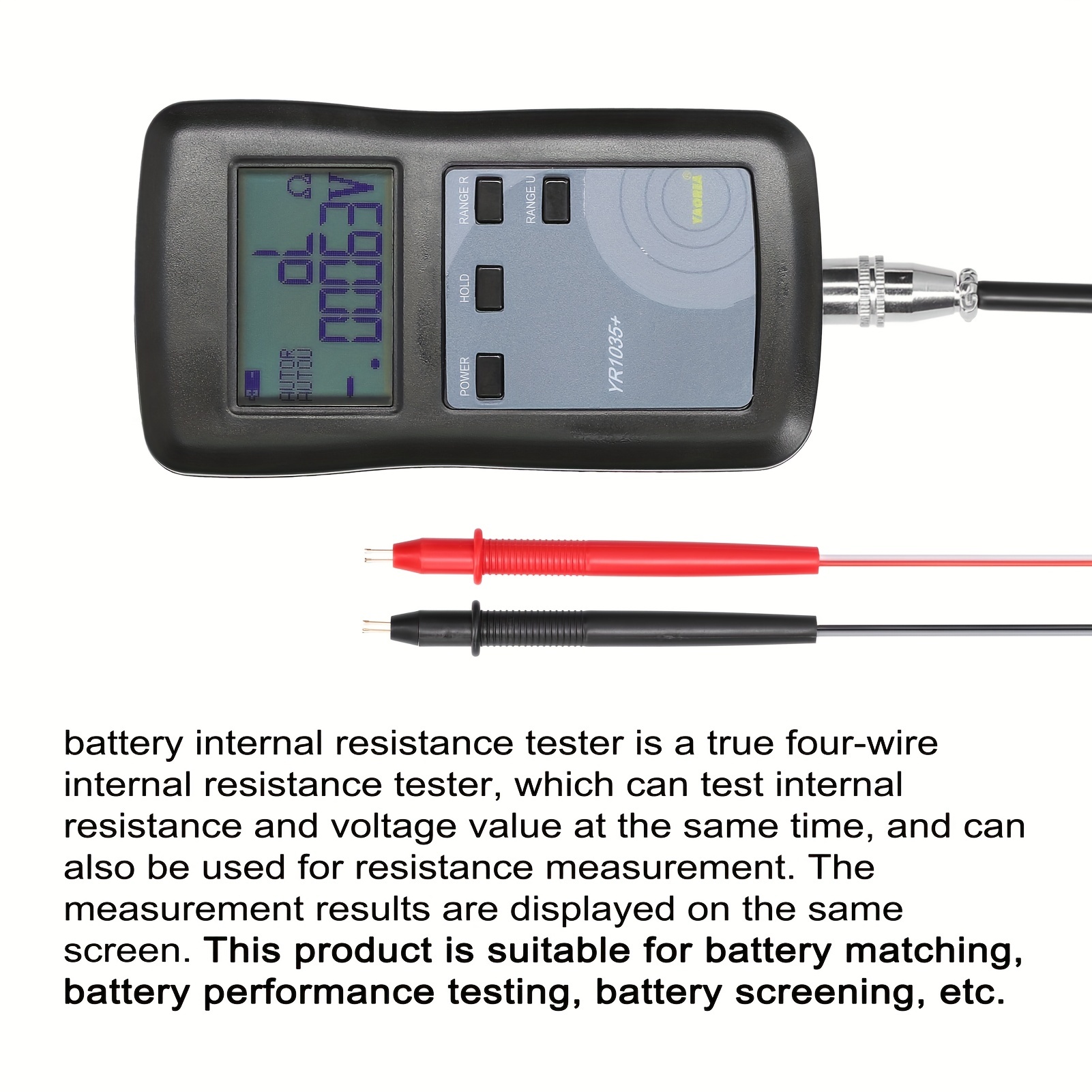 Testeur de résistance interne de la batterie du système YR1035 à 4 fils  avec écran LCD de plomb pour l'acide de plomb, l'ion lithium, le polymère  de
