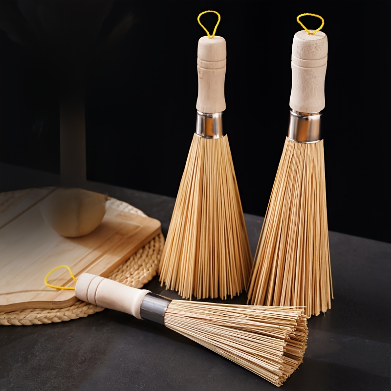 Dish Washing Brush Sisal with Bamboo Handle Dish Scrubber, Scrub Brush for Pans, Pots, Dishwashing and Cleaning Brushes (Square Brush and Short