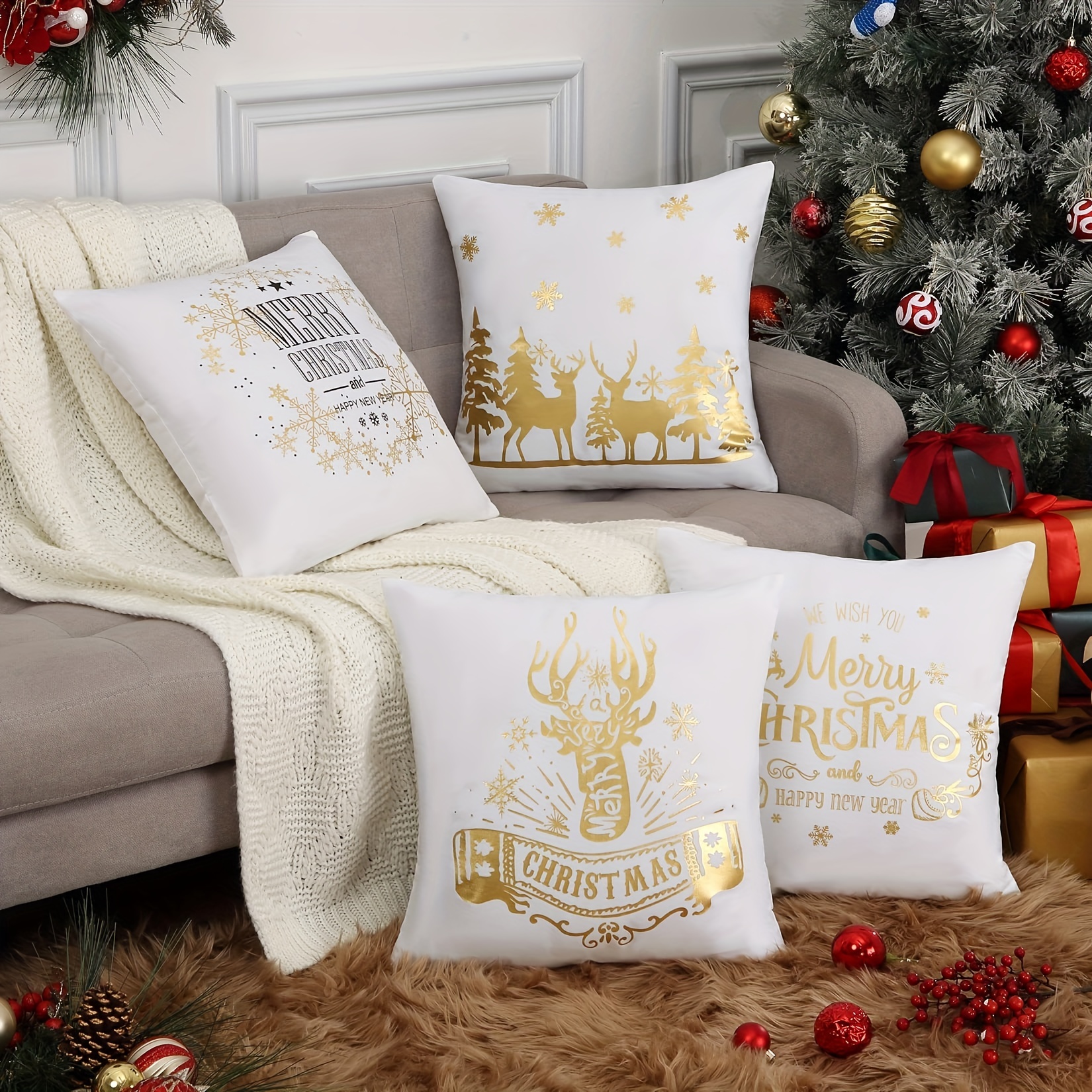 Christmas Printed & Gold Foil Stamped Pillowcase in 2023