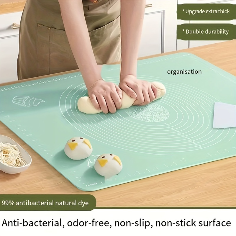 Okeanu Silicone Baking Mat Extra Large Non-Stick Baking Mat with High Edge, Food Grade Silicone Dough Rolling Mat for Making Cookies