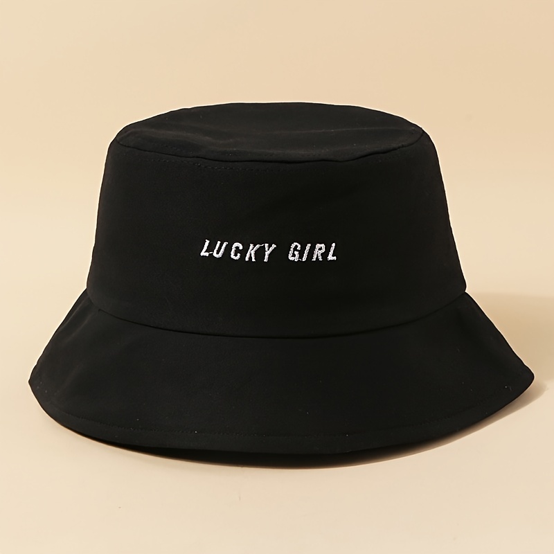 Simple Label Patch Bucket Hat Solid Color Casual Basin Hats - Temu