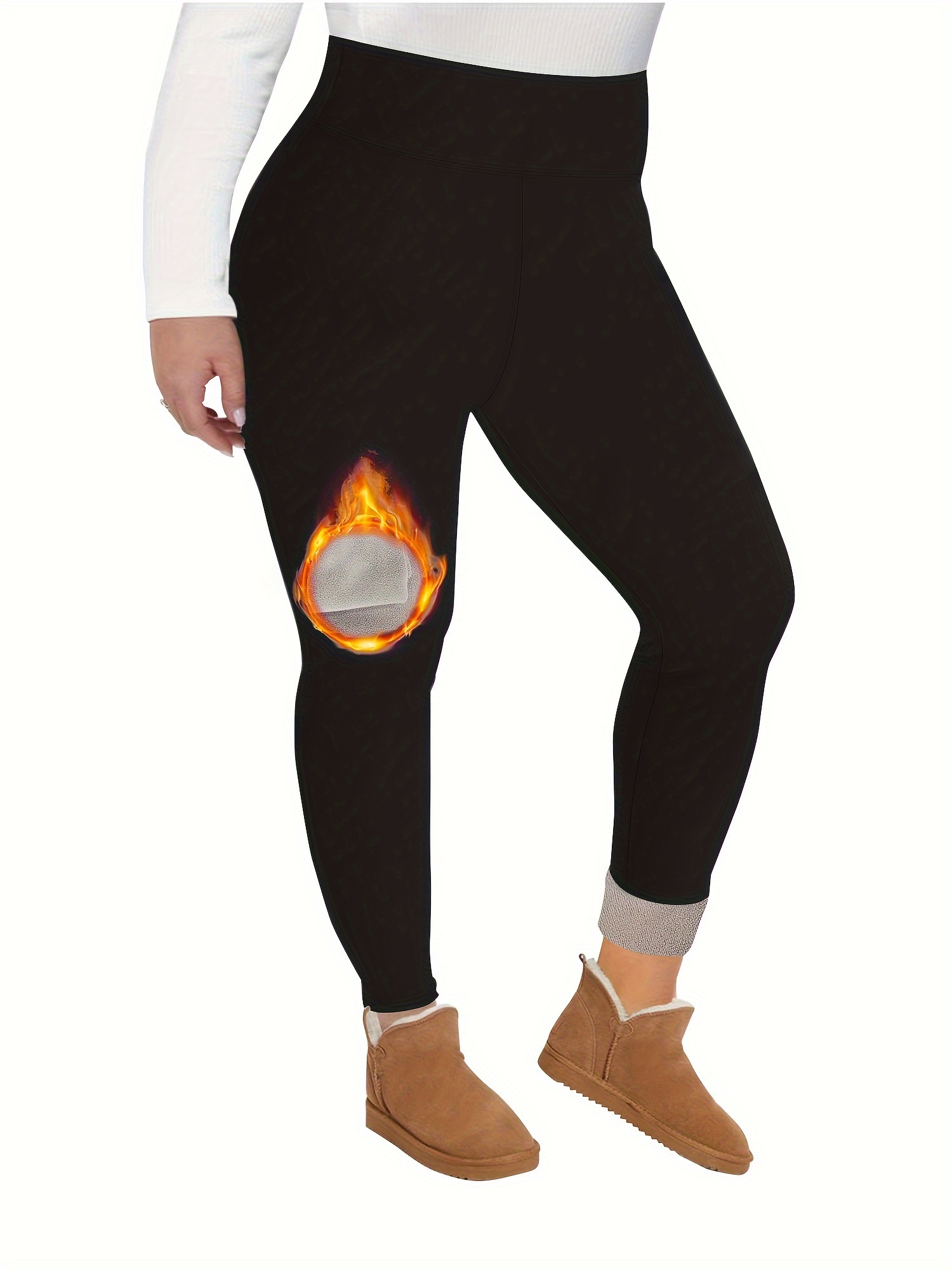 Casual Solid Regular Orange Plus Size Leggings (Women's) 