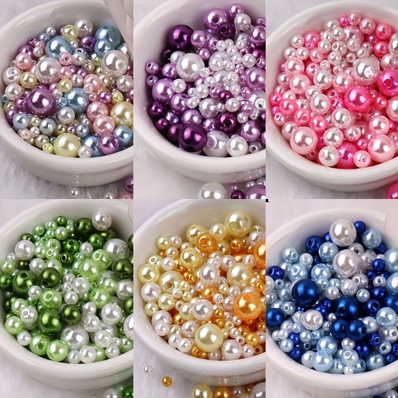 150Pcs/Pack Mix Size Beads With Hole Colorful Pearls Round Acrylic  Imitation Pearl DIY For Jewelry Making Craft 3-8mm