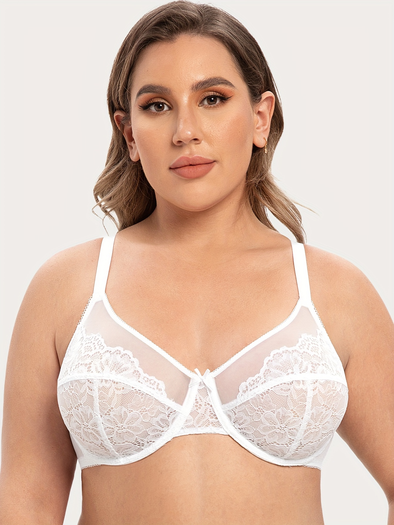 Women's Full Coverage Bra Underwired No Padding Floral Lace Plus Size 