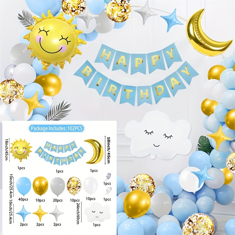 Ballon aluminium sphère - Bleu ciel - Happy Family