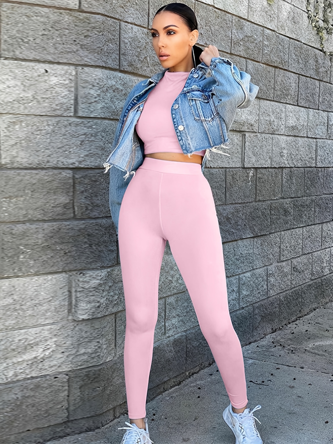 Two Piece Sets Women Solid Autumn Tracksuits High Waist - Temu Canada