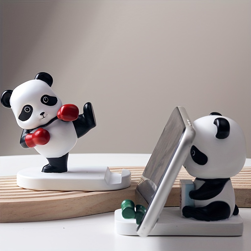Panda Phone Stand Cute Animal Statue Panda Mobile Holder