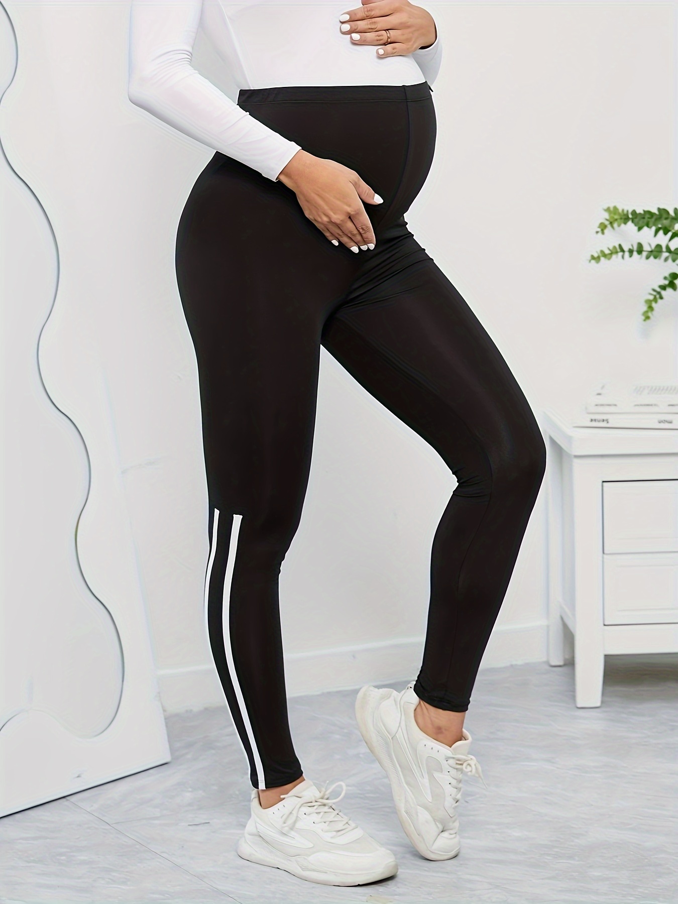 Fashion Comfortable Maternity Yoga Long Pants High Elastic High Waist Tummy  Support Maternity Leggings Outside Wear Sweatpants For Women
