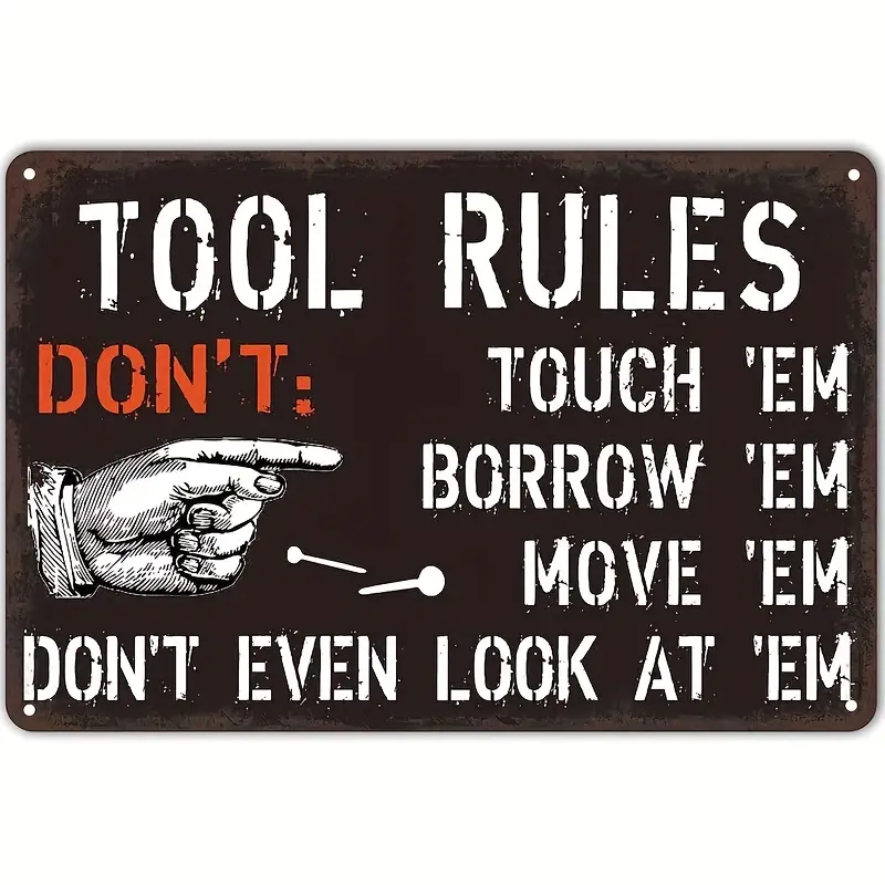 Funny Garage Tools Rules Sign Man Cave Decor Gifts For Men