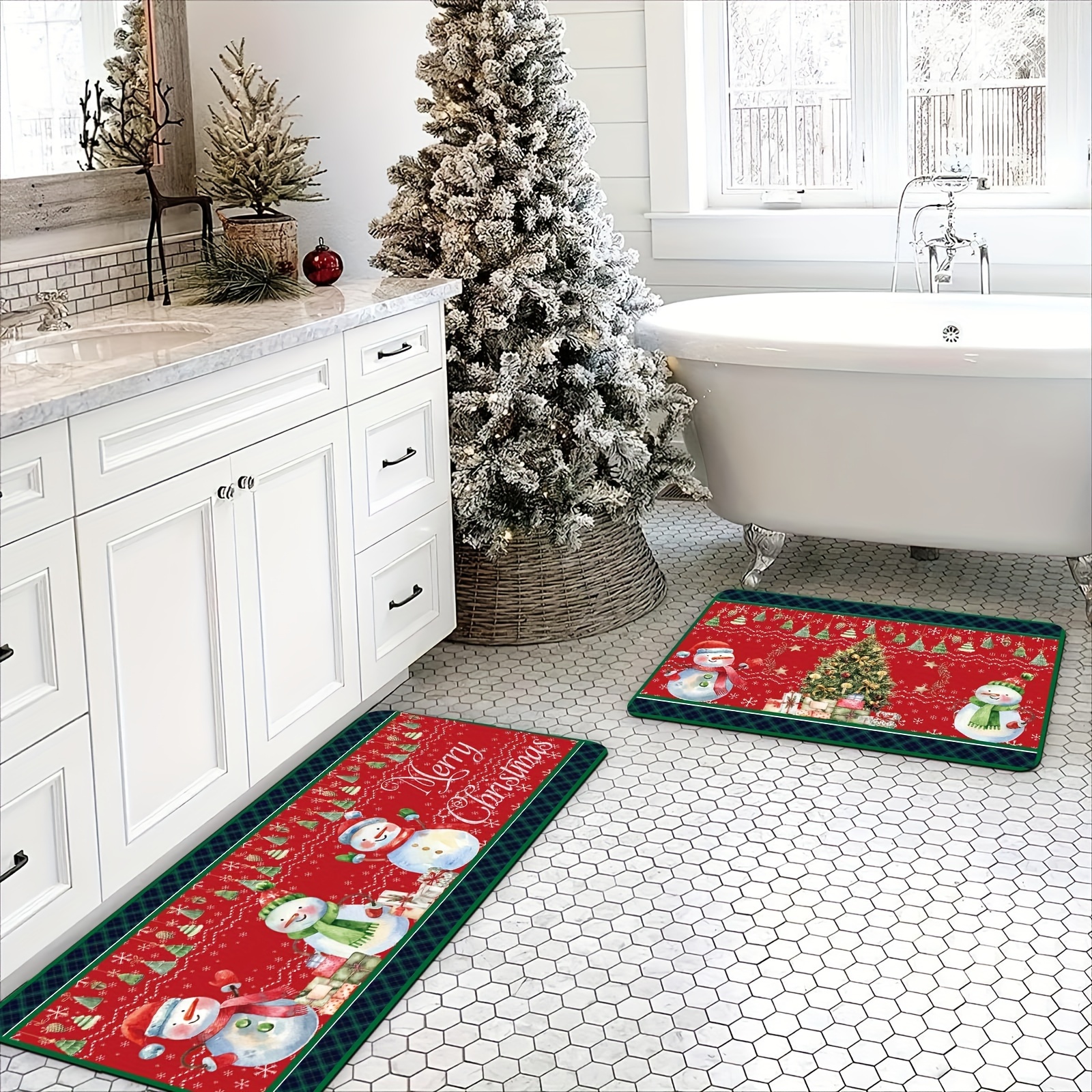 Non slip Christmas Kitchen Mat White Christmas Tree Mat - Temu