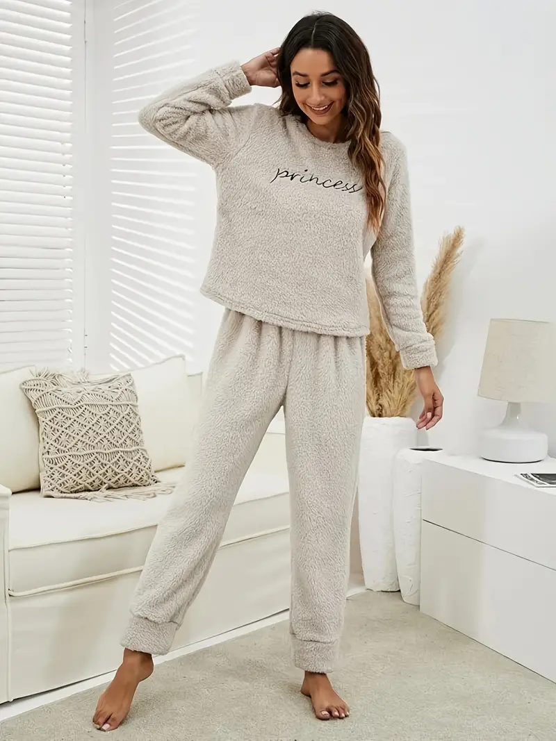 Women's Pajamas Set Soft Warm Plush Sweatsuit Sets Winter - Temu