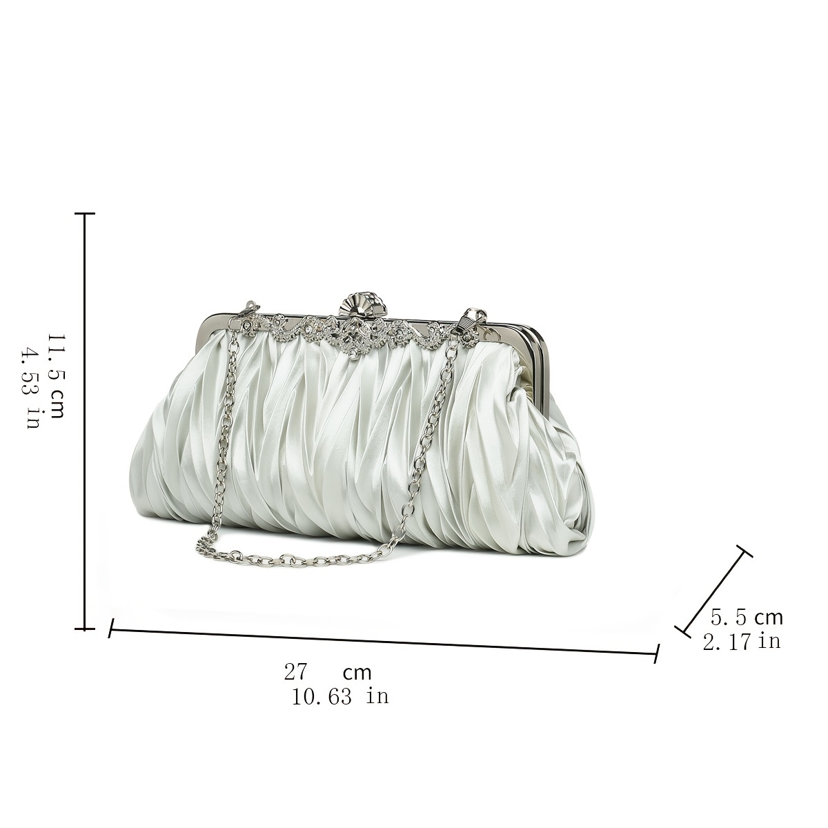 Rhinestone Decor Ruched Square Bag, Women's Buckle Clutch Purse, Chain Hand  Bag For Party - Temu