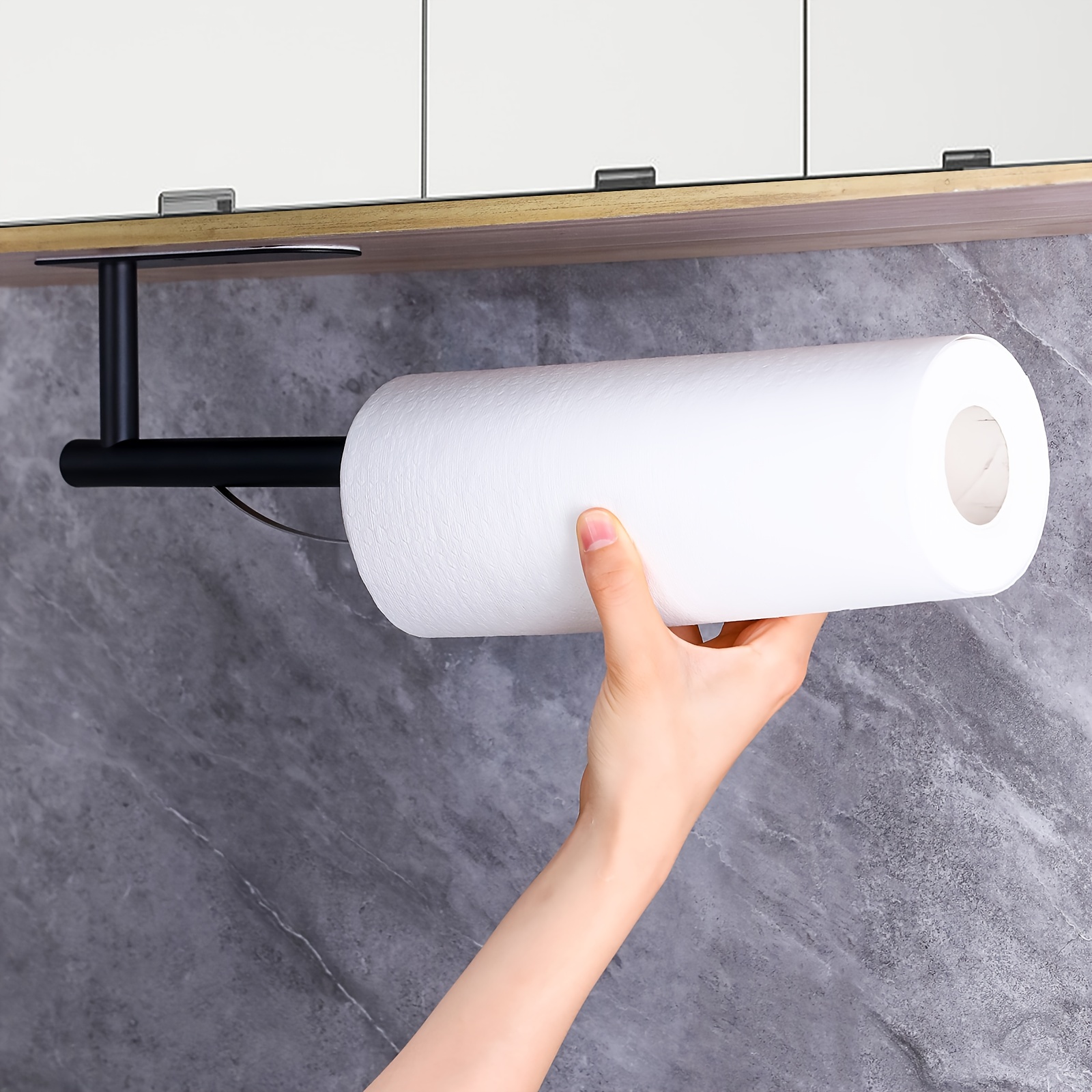 Toallero autoadhesivo sin taladro, colgador de toallas de mano para baño y  cocina, almacenamiento automático (L, blanco)