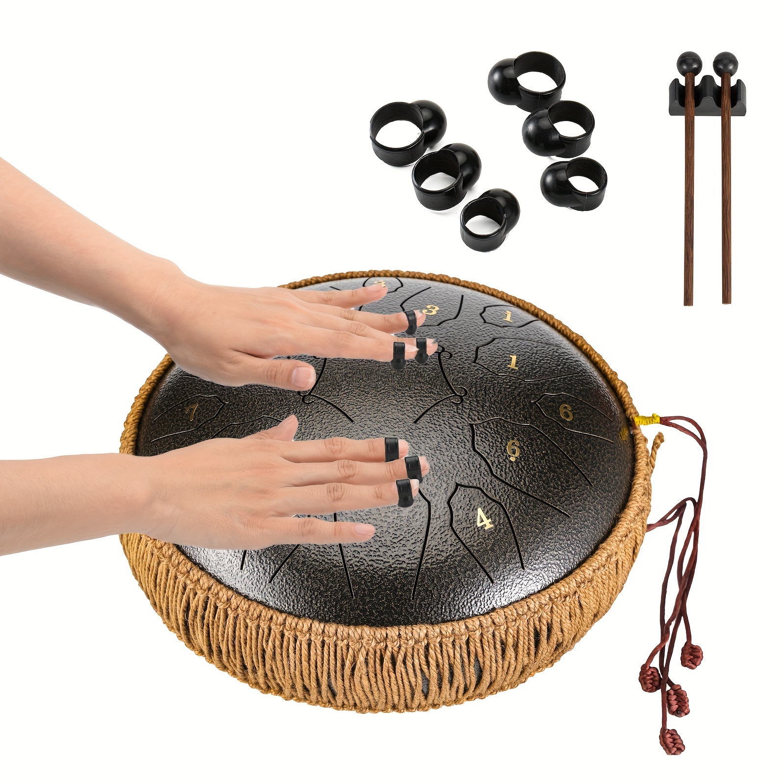 Tambour à langue en acier, kit de tambour à main avec maillets, tambour à  main à percussion avec maillet et sac de transport, pour la pratique du  yoga pour adultes : 