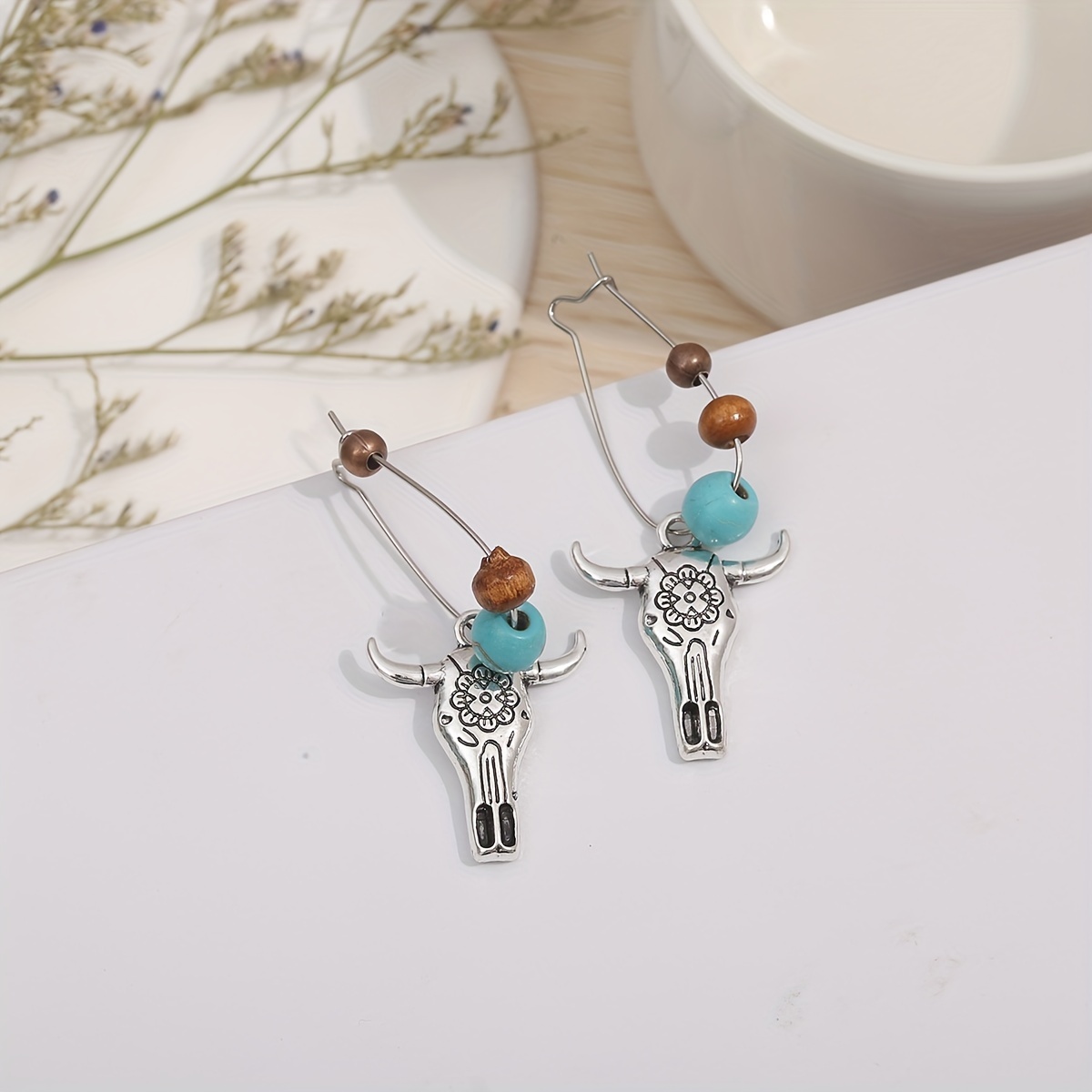 Women's Vintage Bohemian Bull Head Design Earrings
