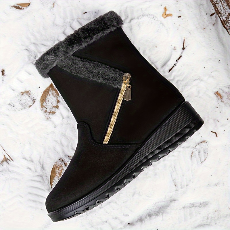Non Slip Side Zip Snow Boots Thermal Winter Warm Mid Calf Boots