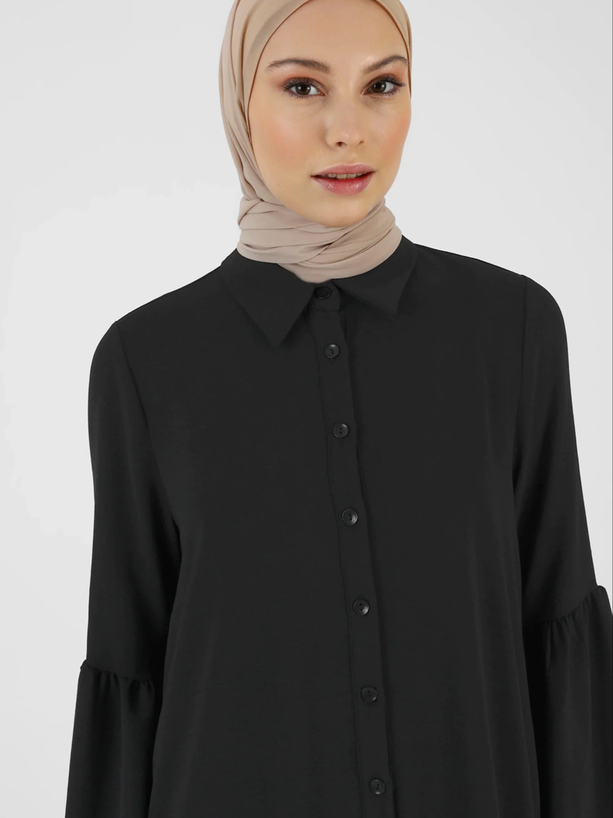 ramadan solid button front caftan dress elegant long sleeve dress womens clothing