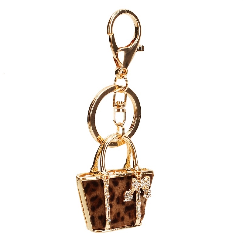 Temu Charms Leopard Pattern Bag Shaped Keychains