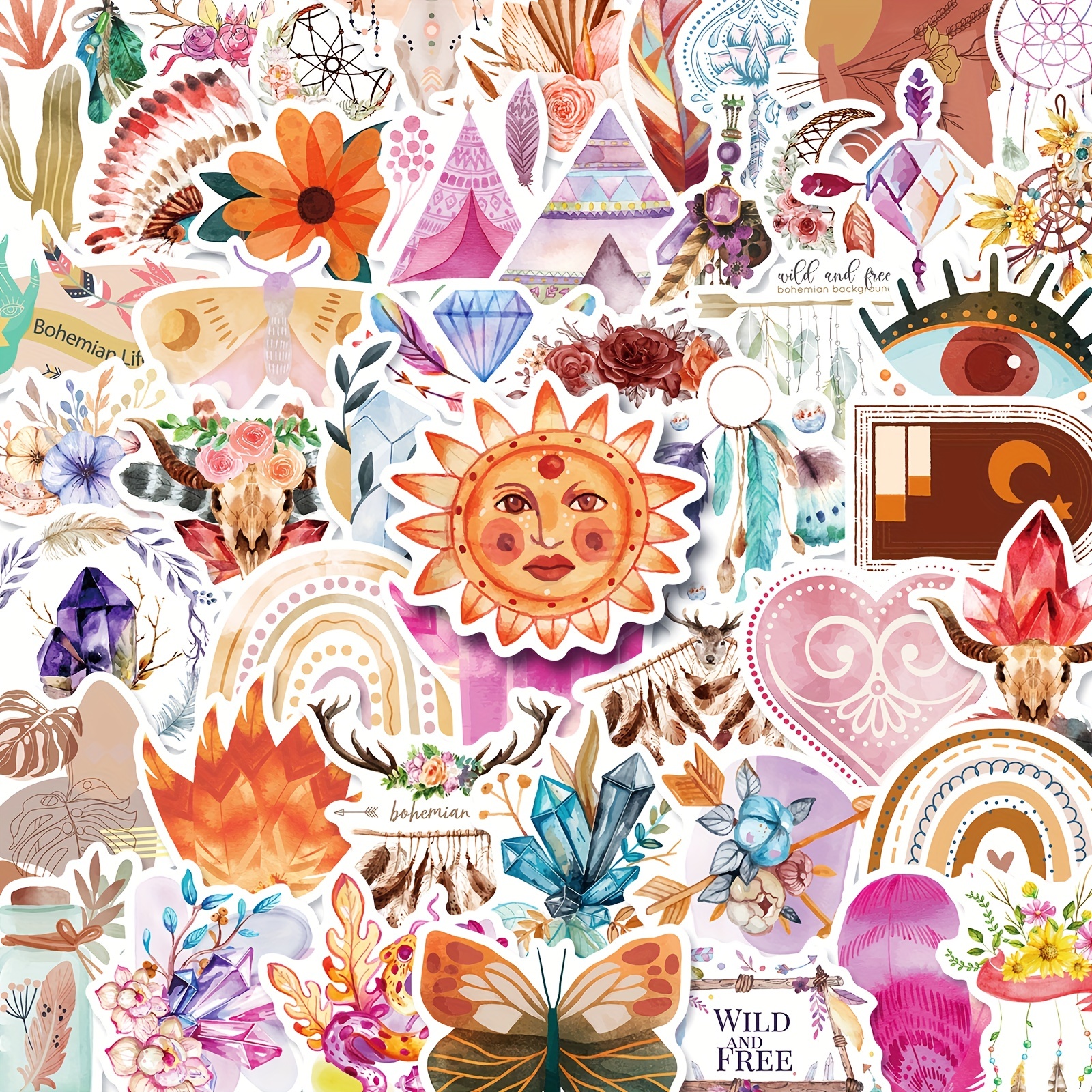 100pcs Boho Aesthetic Stickers Preppy Stickers Abstract Line Art Decor  Party Favors for Water Bottle,Laptop,Phone,Skateboard Scrapbooking Supplies  Kit