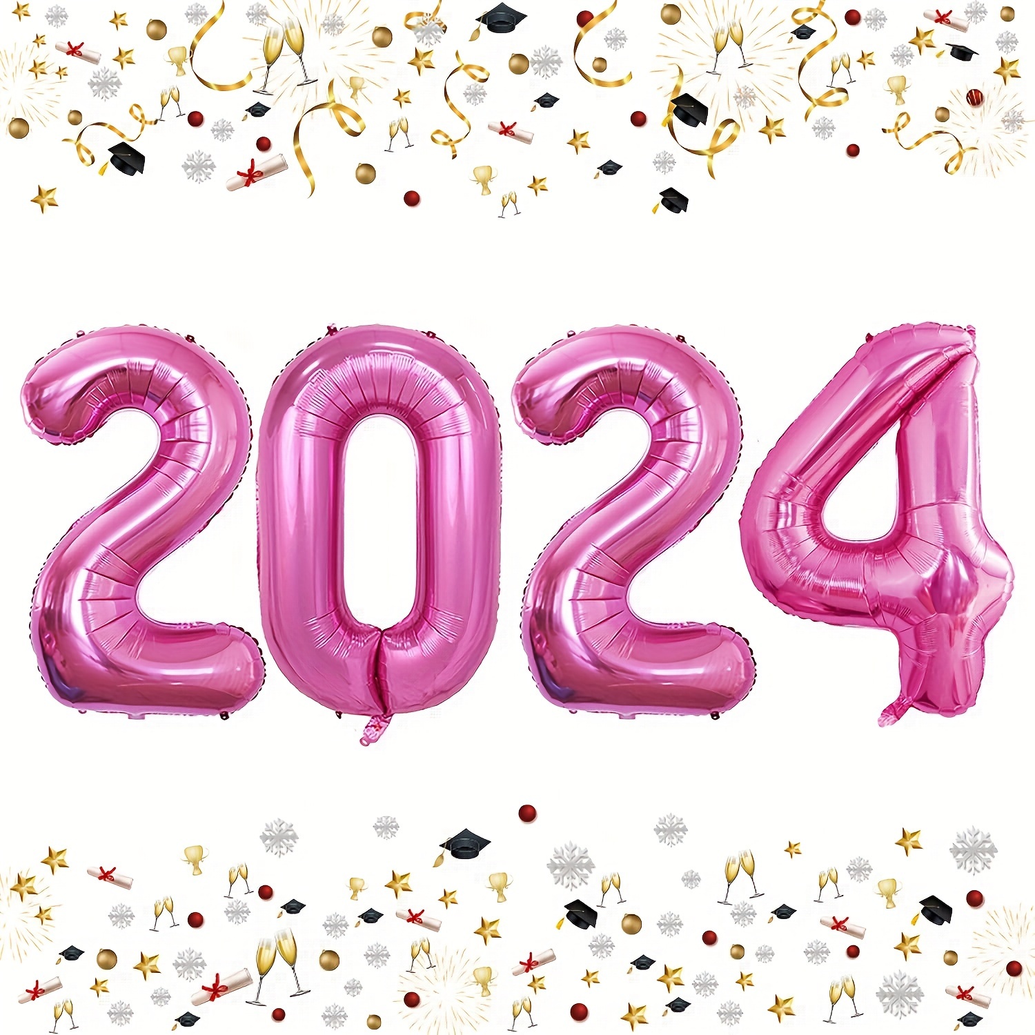  2024 Balloons Rose Gold 40inch 2024 Balloon Numbers for New  Year Eve Party Supplies 2024 Graduation Decorations : Home & Kitchen