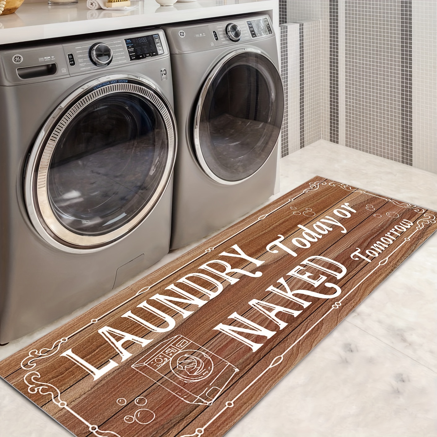 Laundry Room Rug Runner Area Rug Non Slip Soft Farmhouse Laundry Mats  Kitchen Floor Mat Mudroom Bathroom Laundry Room Decor 20 X 48 inch Grey-2