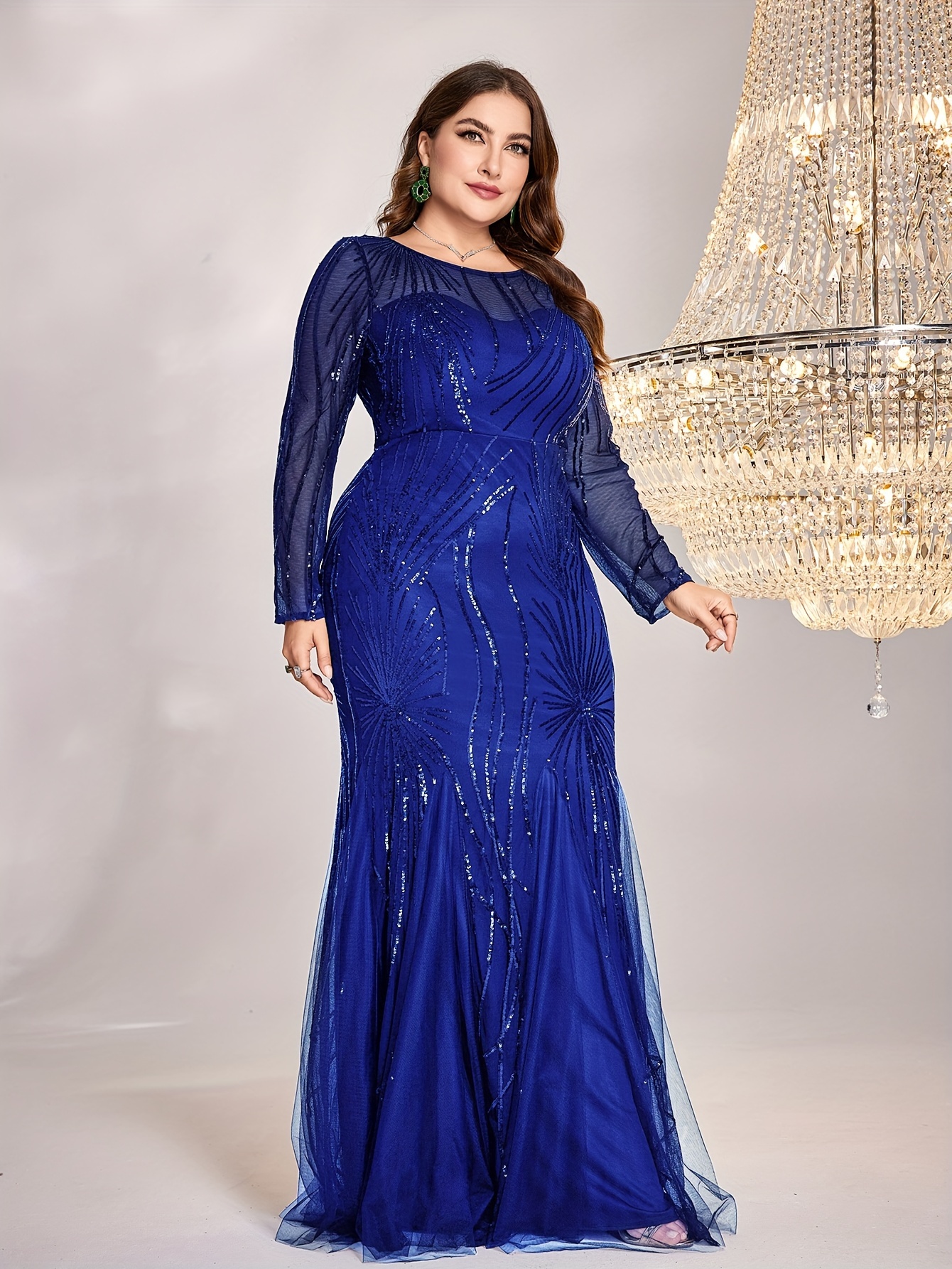 Plus size royal blue mermaid clearance dress