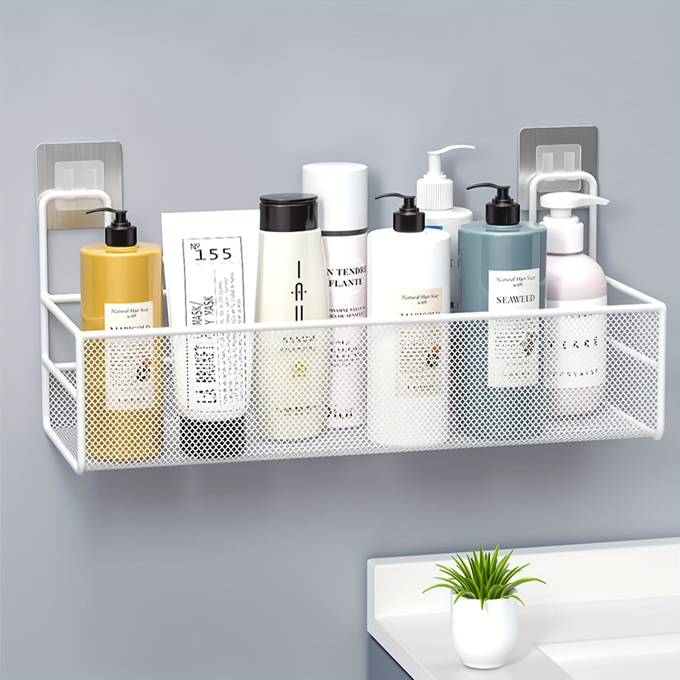 Wall Mounted Bathroom Shelves Shower Hanging Basket Shampoo Holder