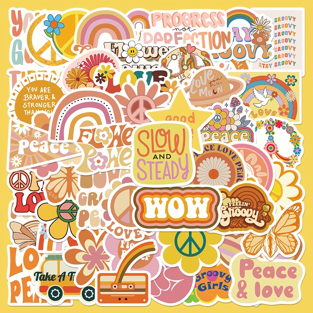 50pcs Inspirational Stickers for Scrapbook, Waterproof Groovy Spring  Stickers pack for Water Bottles