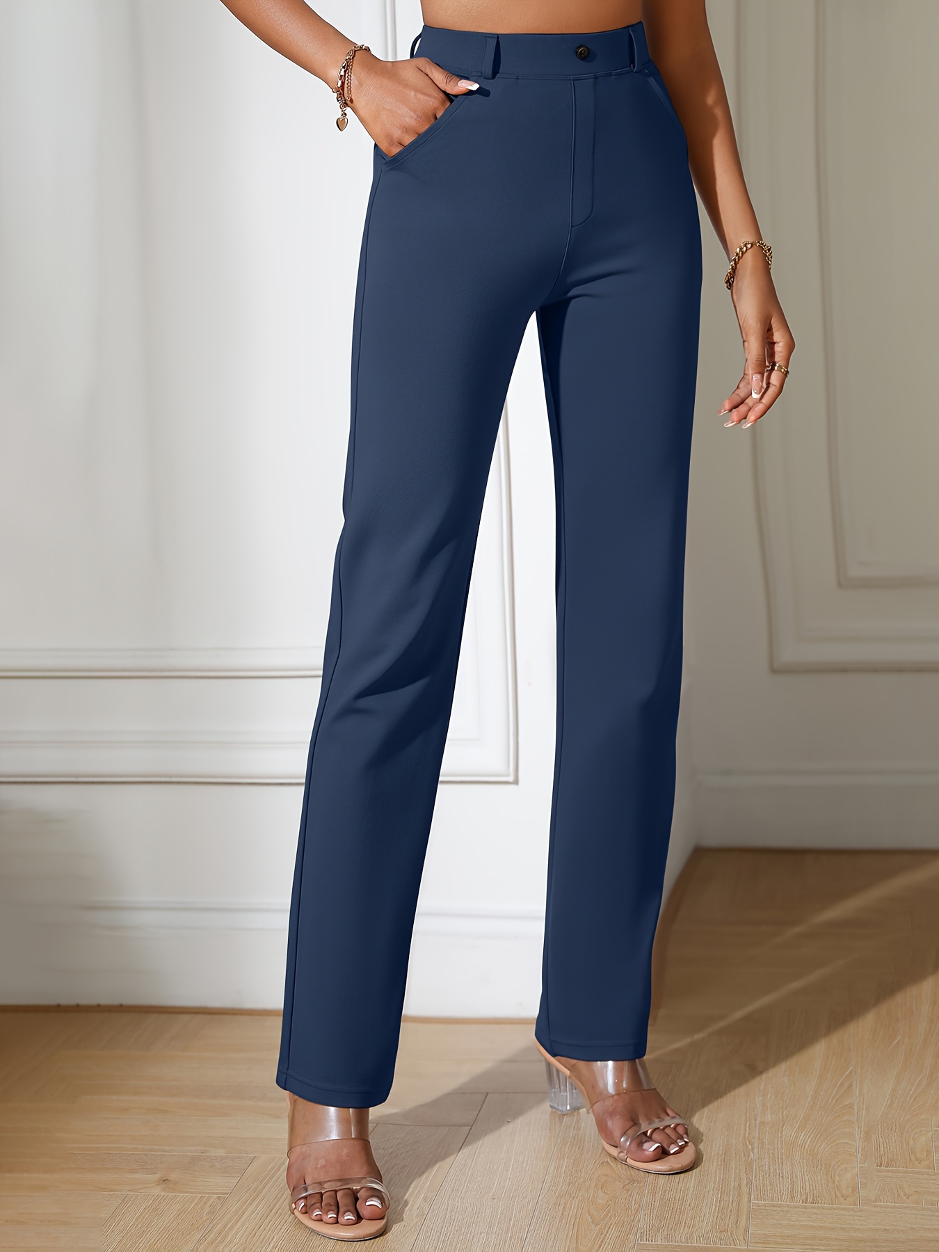 Office Lady Slim Classic Work Pants Elegant Formal Women Thin Suit Pant  Spring Summer Straight Trousers Ankle Lengt 84-89cm