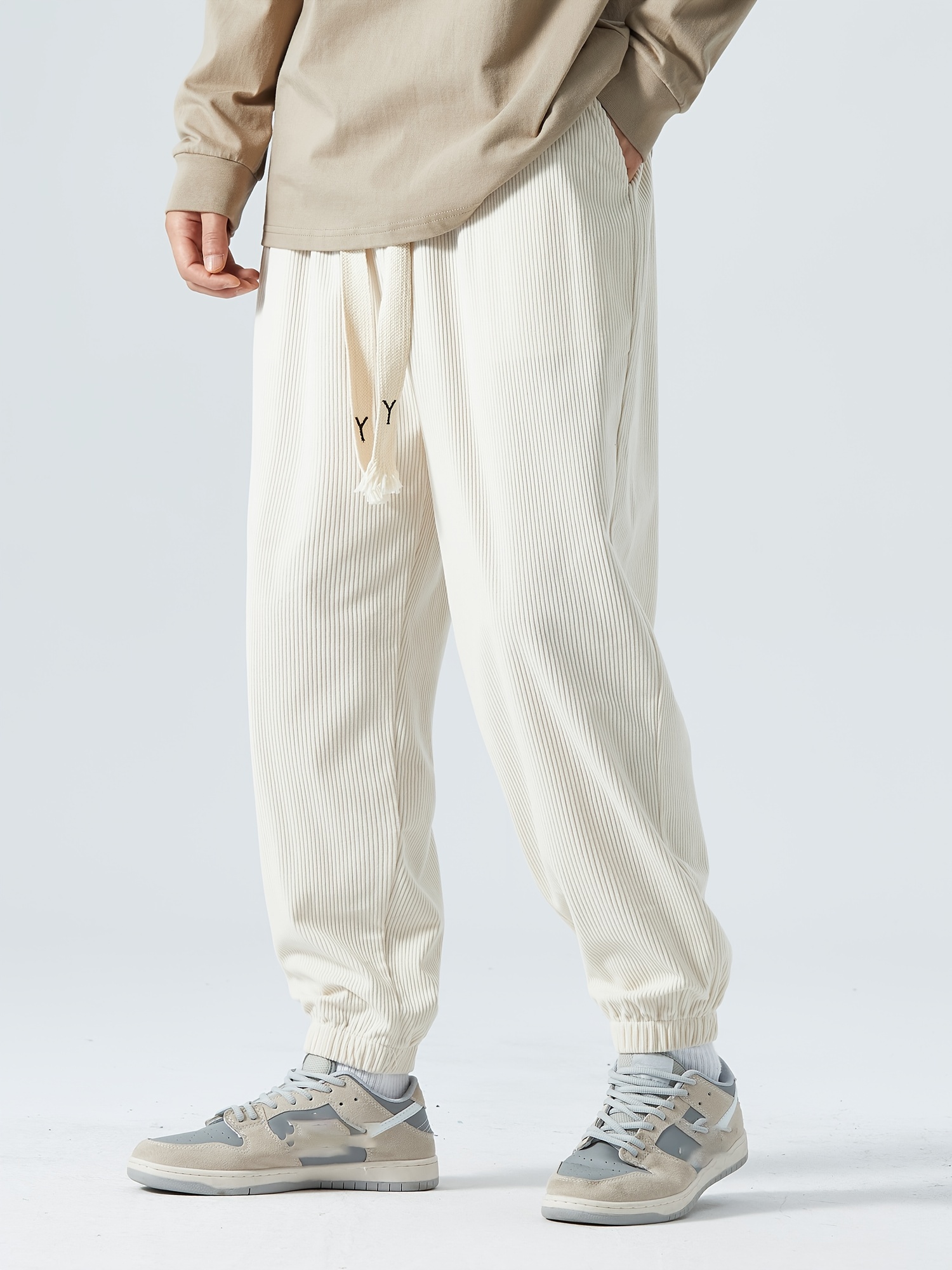 Pantalones jogger casuales para hombre, con cordón con bloques de colores y  bolsillos