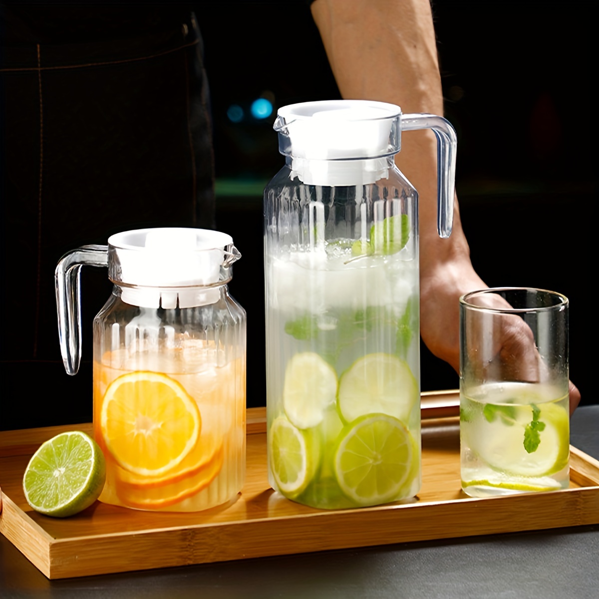 2.2 Litre Water Pitcher With Lid > Large Capacity Heat-resistant Drink  Pitcher With Spout,beverage Containers For Hot/cold Water, Juice, Iced Tea  2.