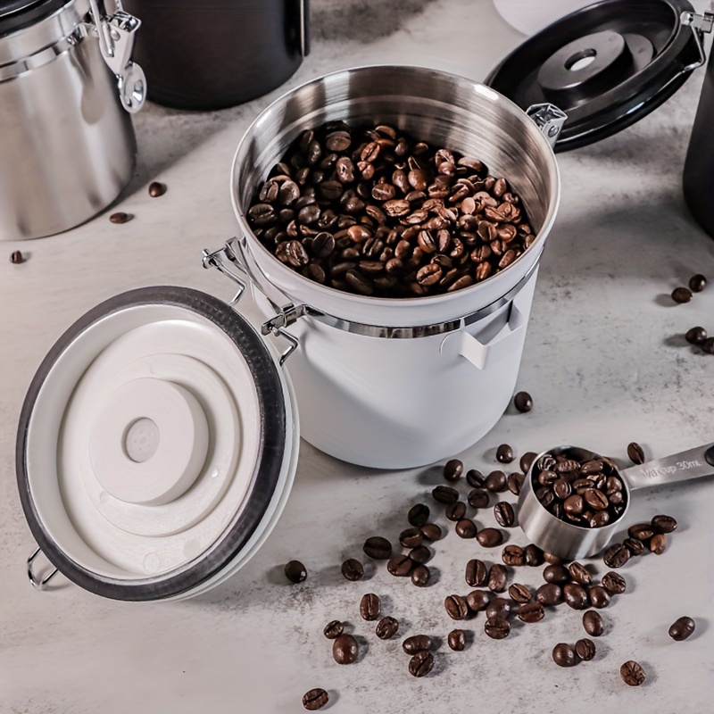  Magicafé Recipiente hermético de almacenamiento de café con  válvula de CO2 para granos de café, recipiente de almacenamiento de granos  de café, color azul medio, 16 onzas : Hogar y Cocina