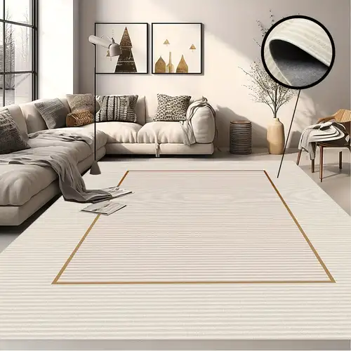 Moderno semplice tappeto Beige soggiorno divani tappetino a righe  arredamento camera da letto tappeto da comodino