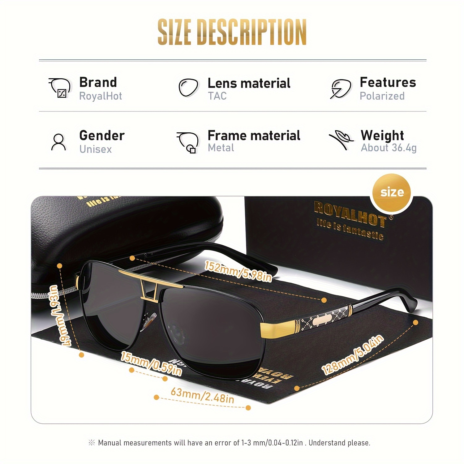 Royalhot Mens Zinc Alloy Polarized Sunglasses Fashionable Oversized Metal Frame  Mixed Color Driving Sunglasses - Jewelry & Accessories - Temu Canada