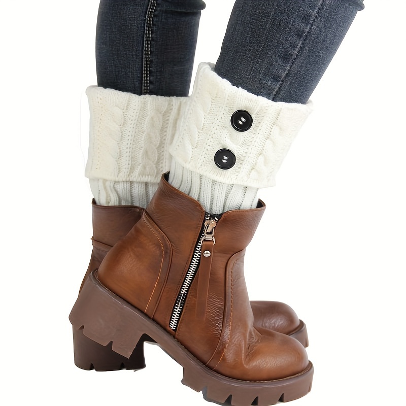 Womens Vintage Boots Cuff Socks Knitted Turn-over Thermal Leg Socks